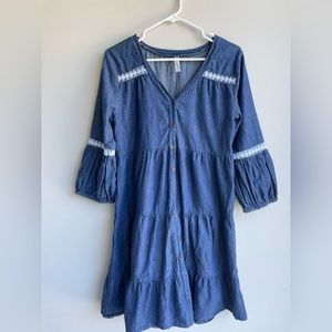Lapis Anthropologie denim button down dress